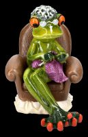 Funny Frog Figurine - Granny Knitting