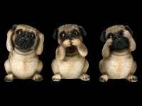 Three wise Pug Figurines - No Evil
