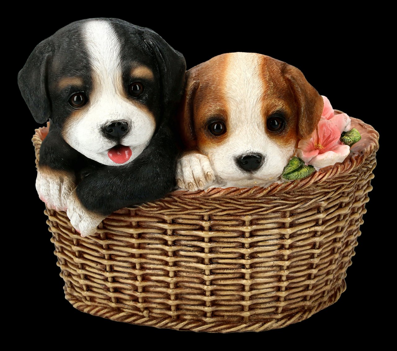 Garden Figurine - Dogs in Basket