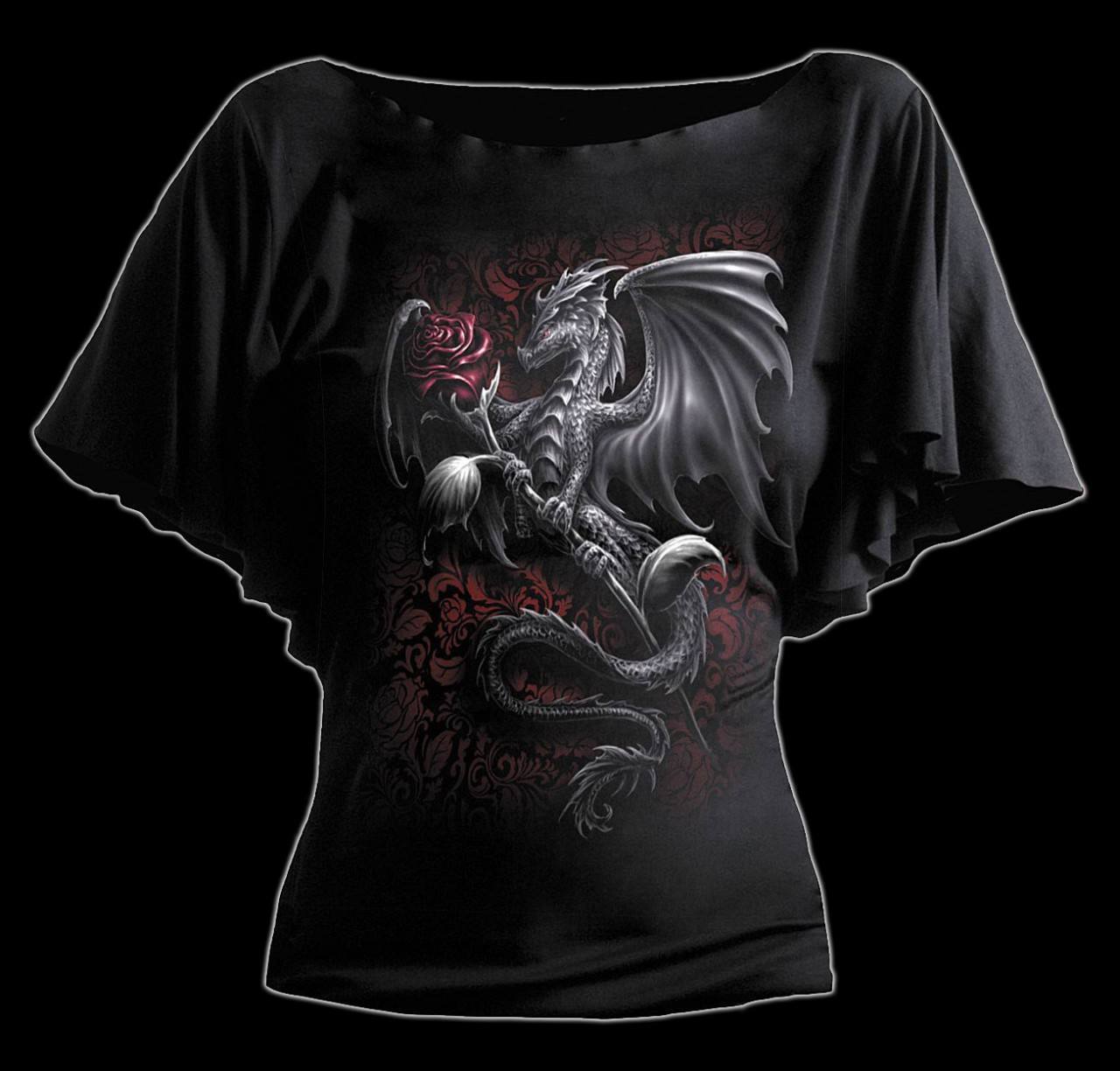 Shirt Damen - Drache Dragon Rose