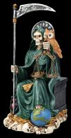 Sitting Santa Muerte Figurine green