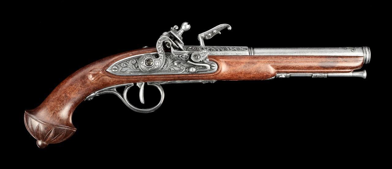 German Flintlock Pistol - silver colored