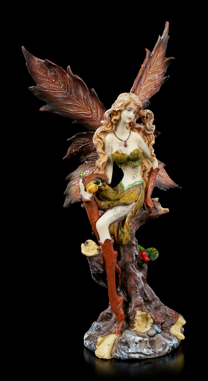 Elf Figurine - Silva sits on Tree Stump
