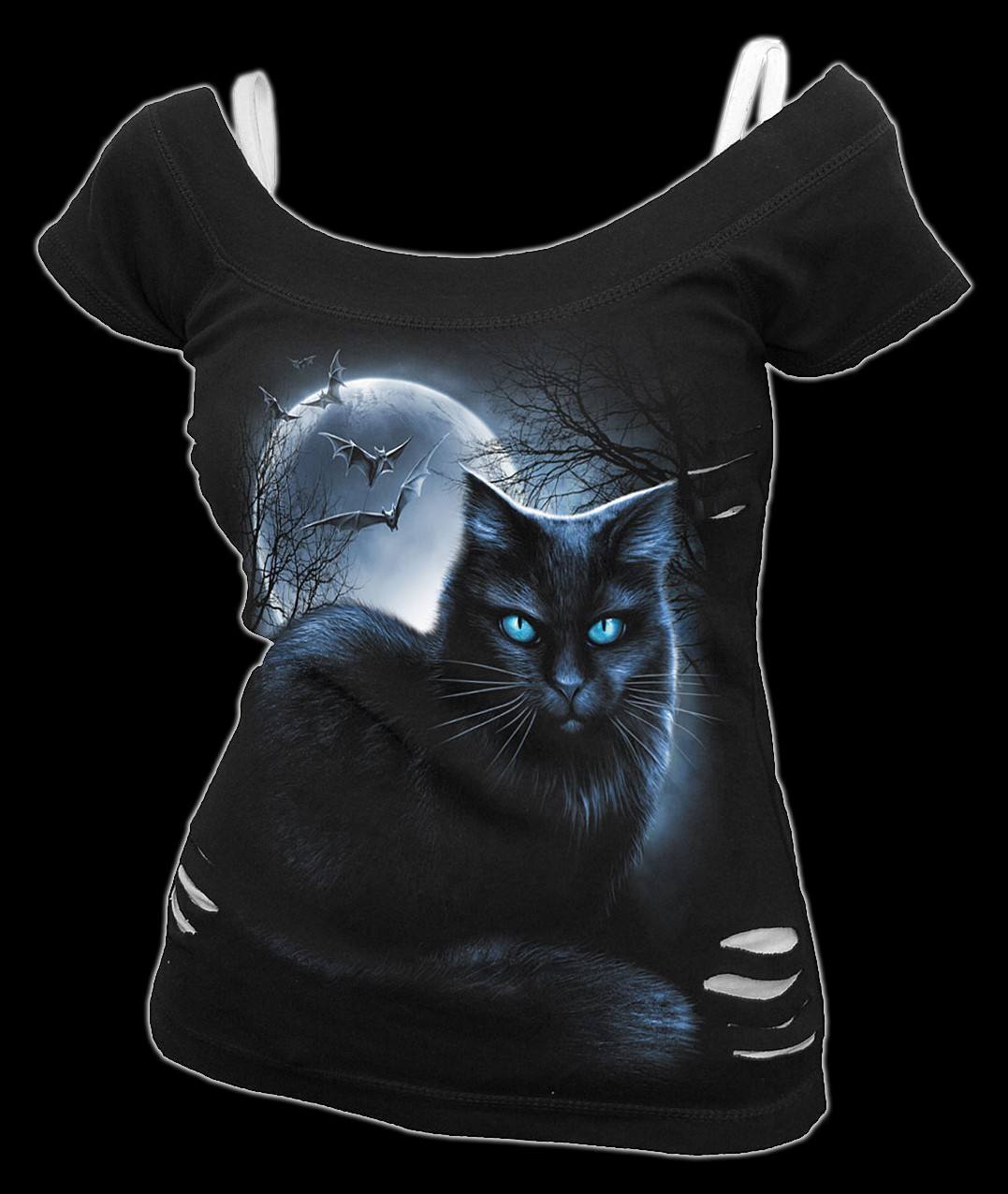 2in1 Damen Shirt mit Katze - Mystical Moonlight