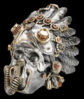 Steampunk Skull with Feather Headdress - Cogwork Chief