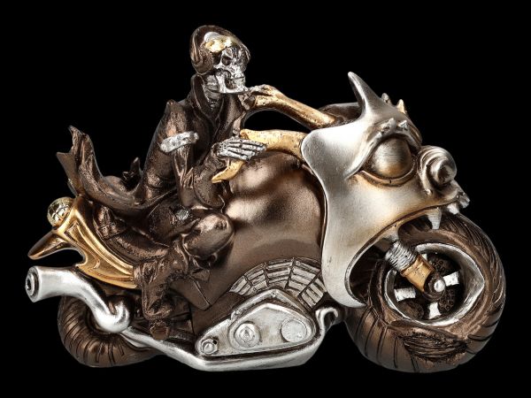 Skelett Figur Motorrad - Rebel Rider bronzefarben