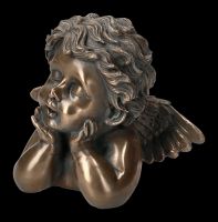 Engel Figur - Putte träumend bronziert