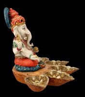 Ganesha Figur handbemalt mit Bodhi-Blättern