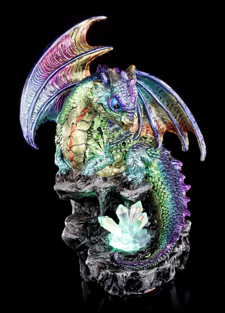 Drachen Figur mit LED - Aqurion mit Kristallen