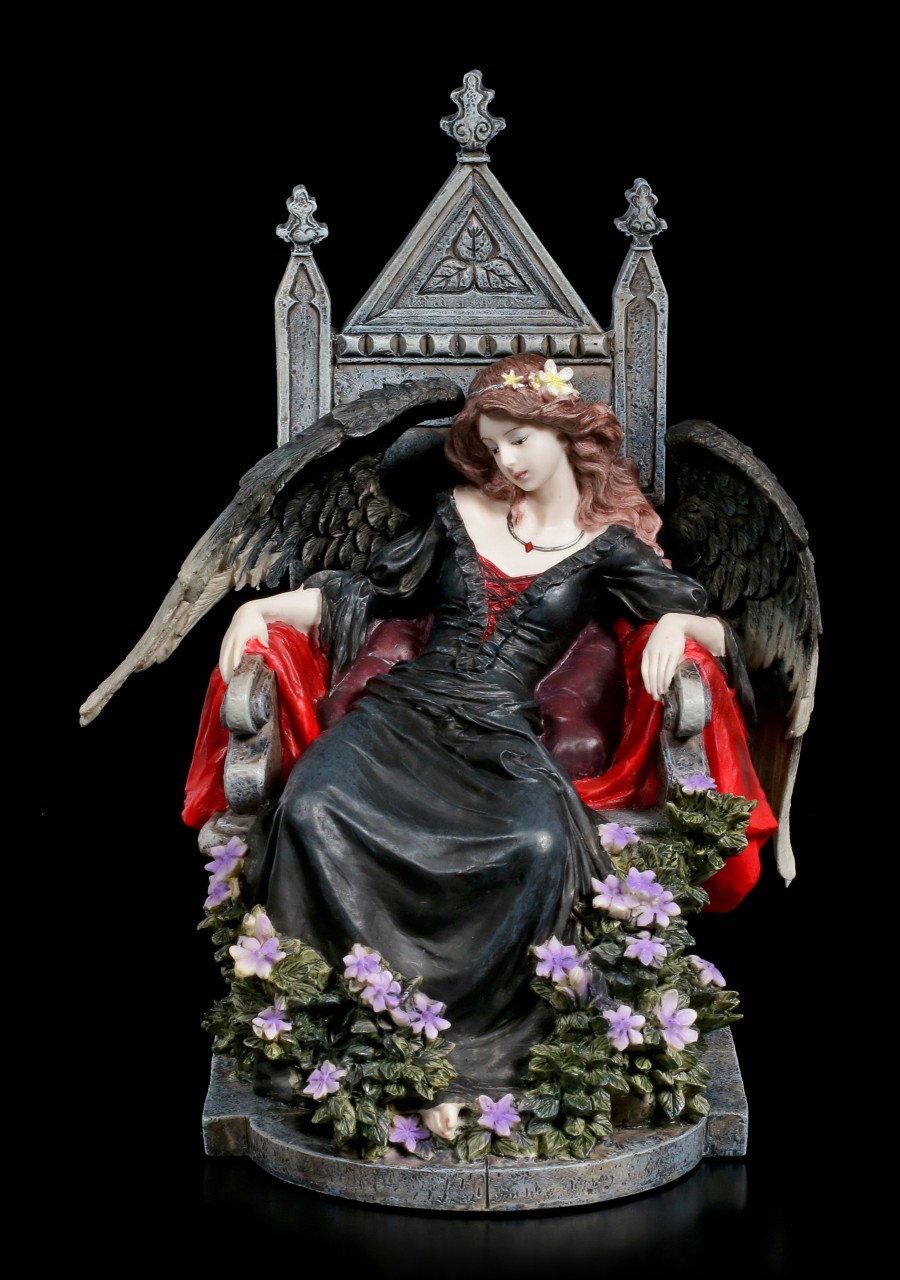 Gothic Angel Figurine on Throne