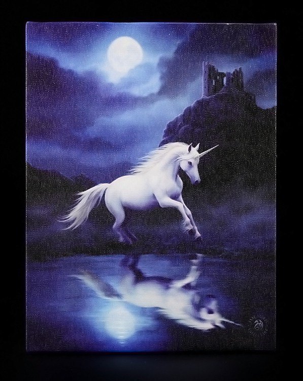 Small Canvas - Moonlight Unicorn by Anne Stokes