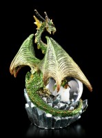 Drachenfigur mit Schneekugel - Emerald Oracle