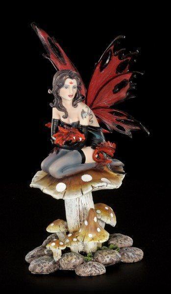 Fairy Figurine - Haleone with Dragon Baby on Mushroom