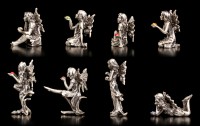 Pewter Fairy Figurines with Crystals - Set of 8