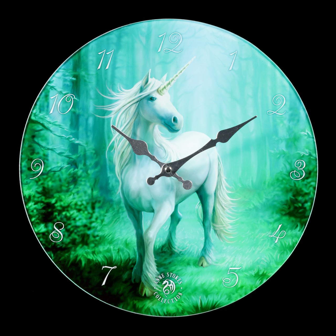 Glass Wall Clock - Forest Unicorn