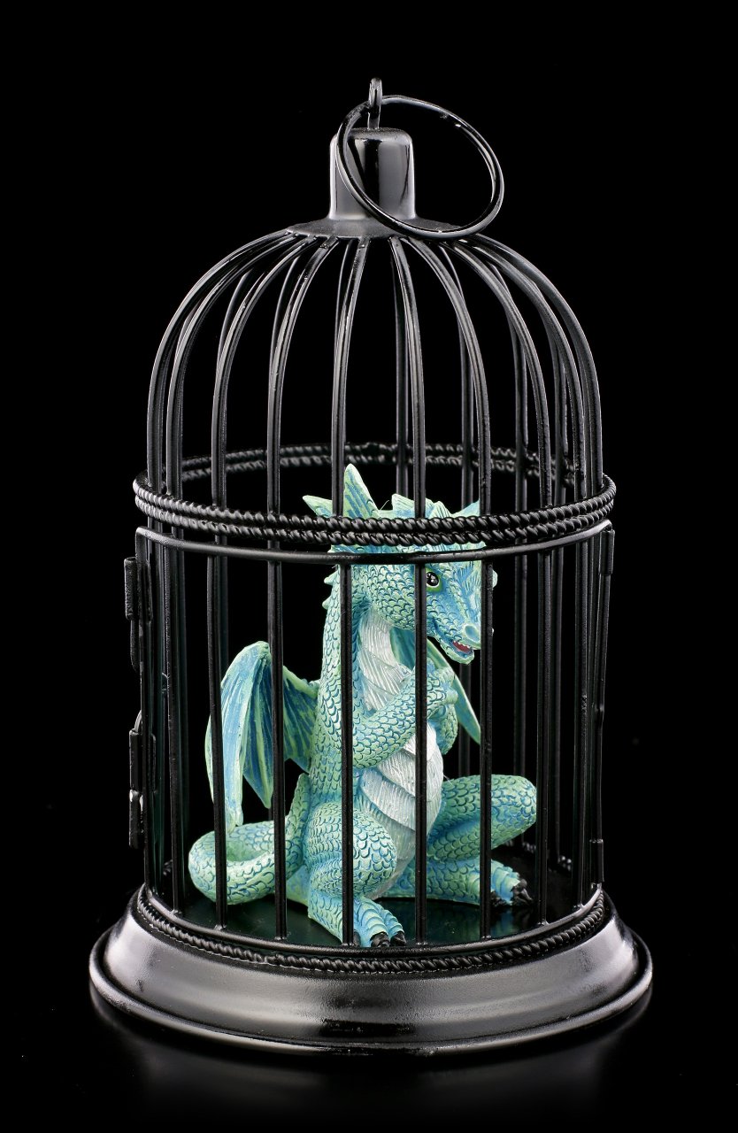 Dragon Figurine in Cage - Turquoise Pet