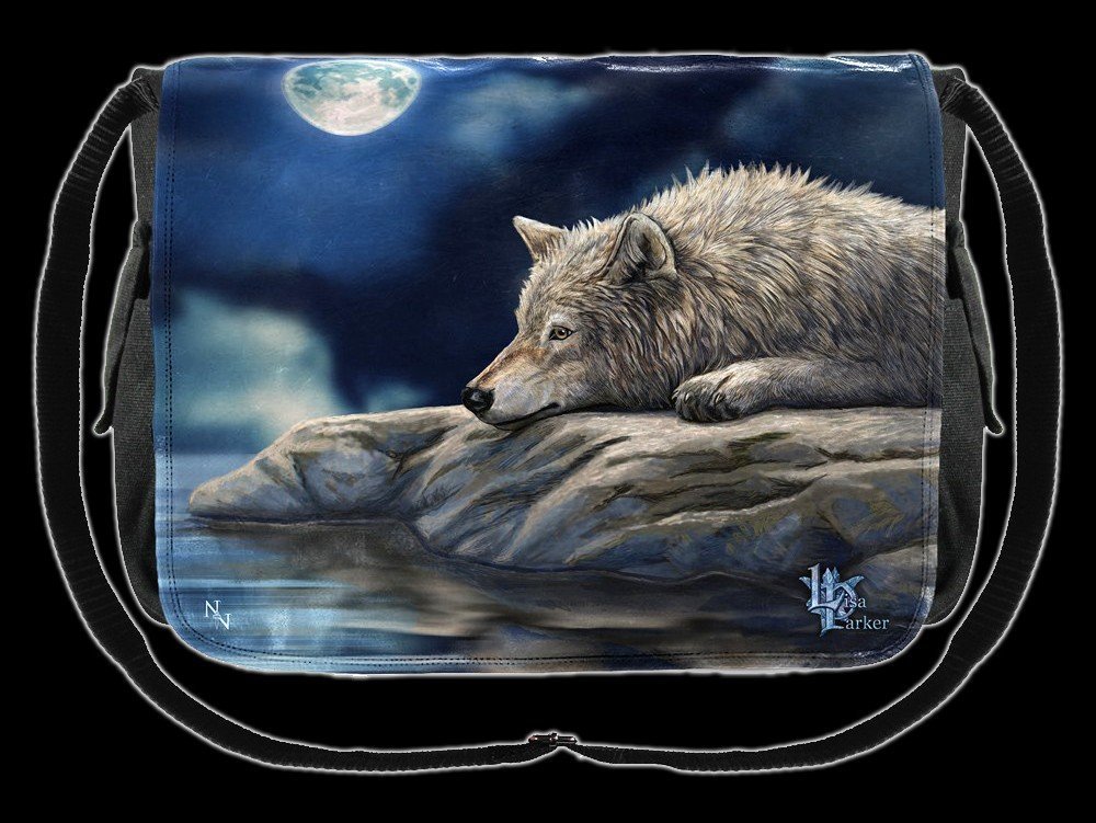 Umhänge-Tasche mit Wolf - Quiet Reflection