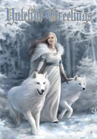 Fantasy Weihnachtskarte Wölfe - Winter Guardians