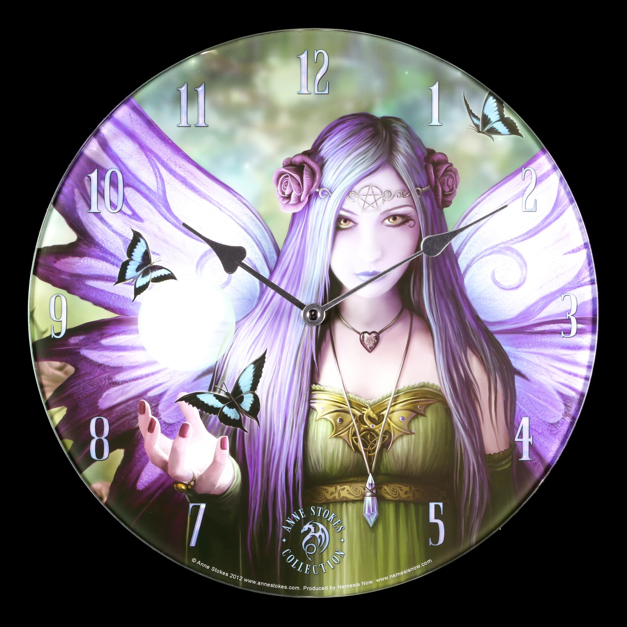 Glas Wanduhr mit Elfe - Mystic Aura