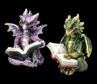 Drachen Figuren 2er Set beim Buch lesen