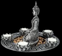 Buddha Figurine as Fivefold Tealight Holder silver coloured
