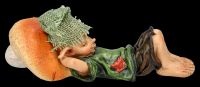 Pixie Kobold Figur - Schlafend mit Pilz-Kissen