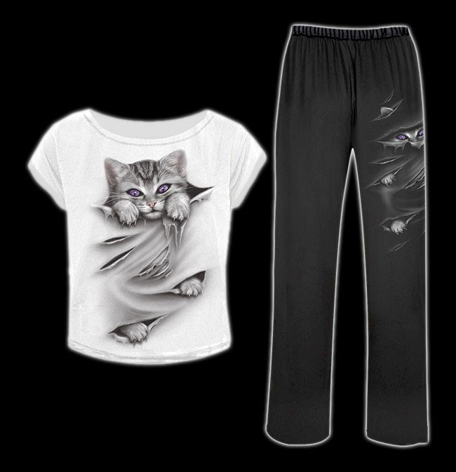 Pyjama Set 4 tlg. Fantasy mit Katze - Bright Eyes