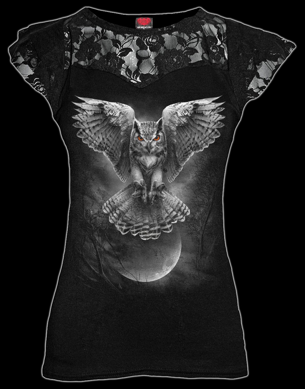 Wings Of Wisdom - Gothic Owl - Women Lace Shirt