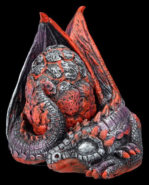 Dragon Figurine - Fire Dragon Ember protects Egg