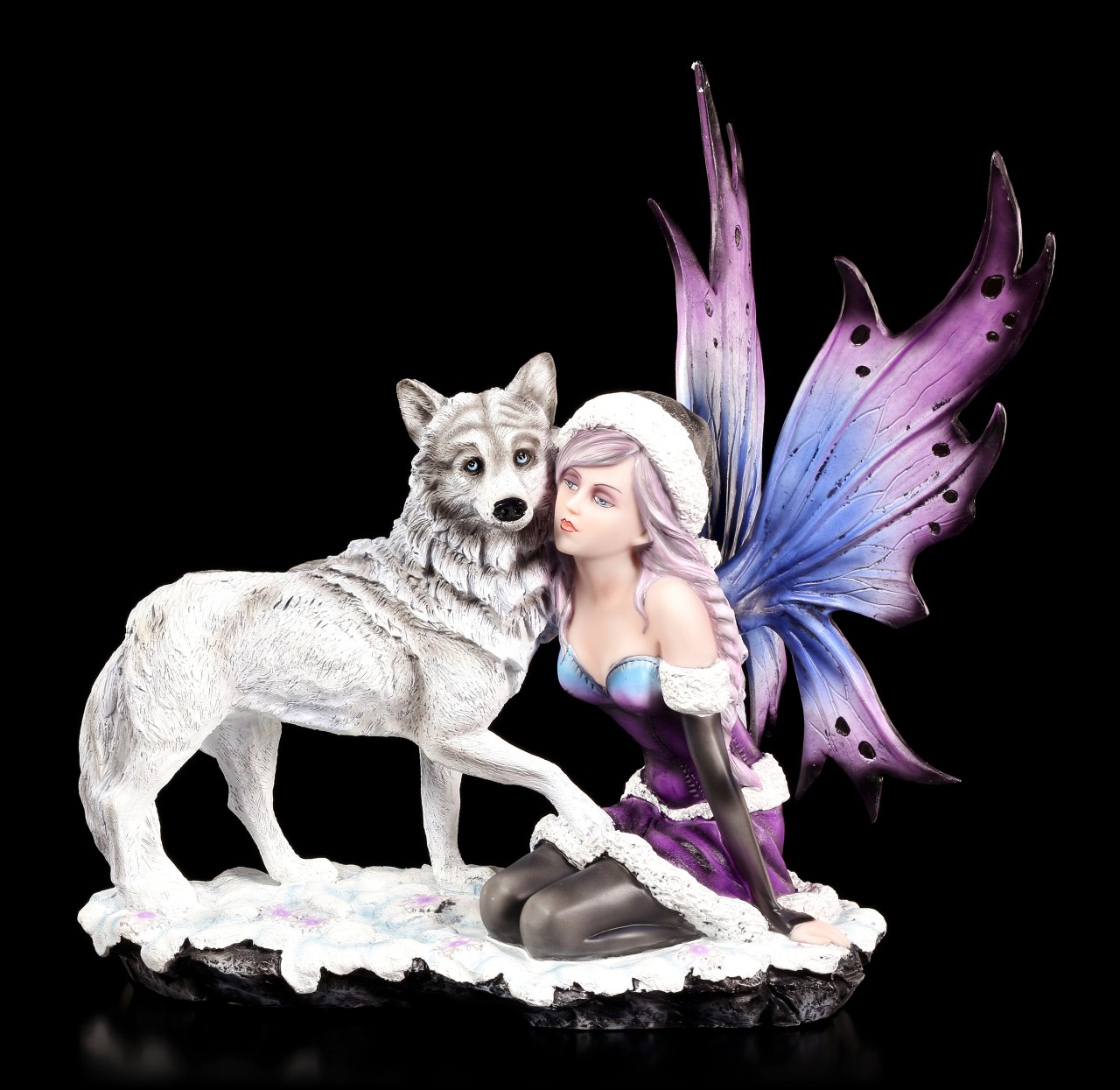 Fairy Figurine with Wolf - Winter Consort