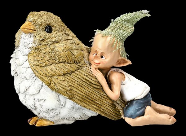 Pixie Goblin Figurine - Sparrow Cuddling