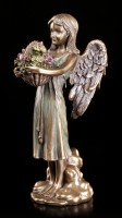 Engel Figur - Lächelnd mit Blumenkorb
