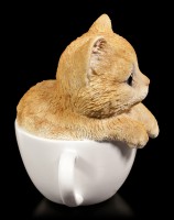 Cat Figurine - Yellow Kitten Teacup Pup