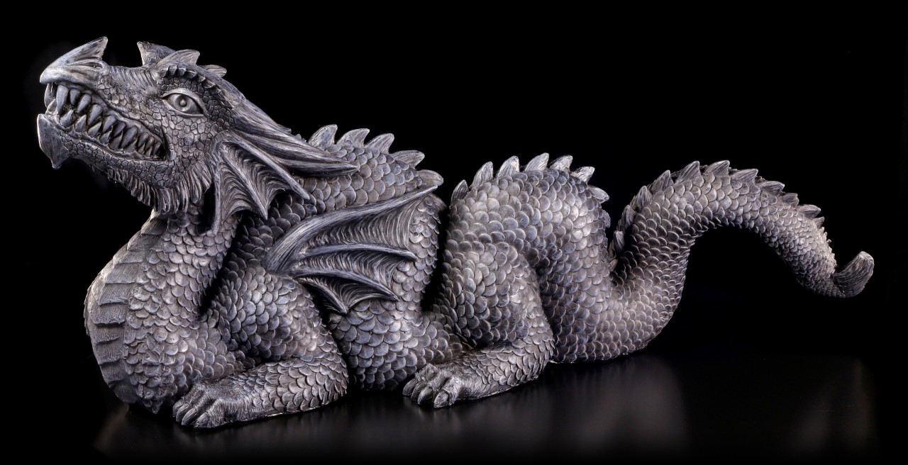 Garden Figurine - Black Chinese Dragon