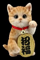 Tabby Lucky Cat Figurine - Maneki Neko