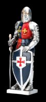 Pewter Knight Figurine - Templar with Shield colored