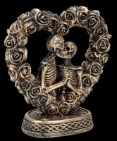 Skeleton Figurine - Lovers in Rose Heart bronze colored