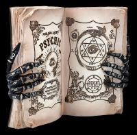 Hellseher Buch mit Skeletthänden