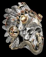 Steampunk Skull with Feather Headdress - Cogwork Chief