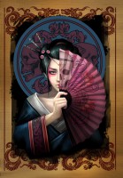 Fantasy Greeting Card - Geisha Skull