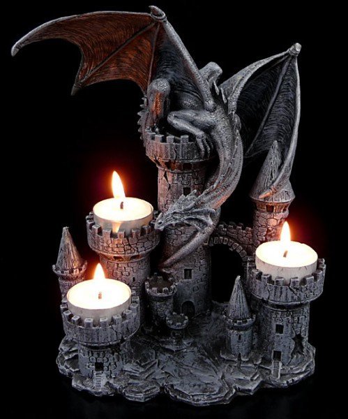 Home Deko Kerzen & Kerzenständer Kerzenständer Schwarzer Gothic Kerzenständer Kerzenleuchter 5 Kerzen Set Deko WGT Totenkopf Skull Fleur de Lys 