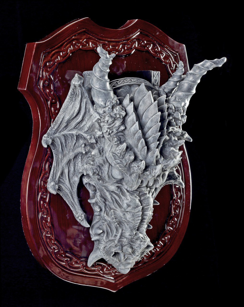 Wall Plaque - Dragon Swordholder in Wood look