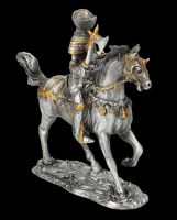 Zinn Ritter Figur auf Pferd mit Axt