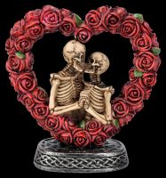 Skeleton Figurine - Lovers in Rose Heart Coloured