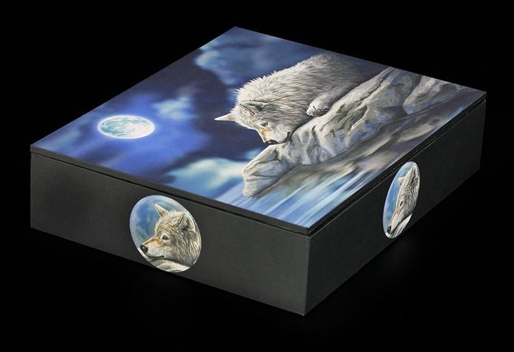 Large Jewellery Box with Wolf - Quiet Reflection