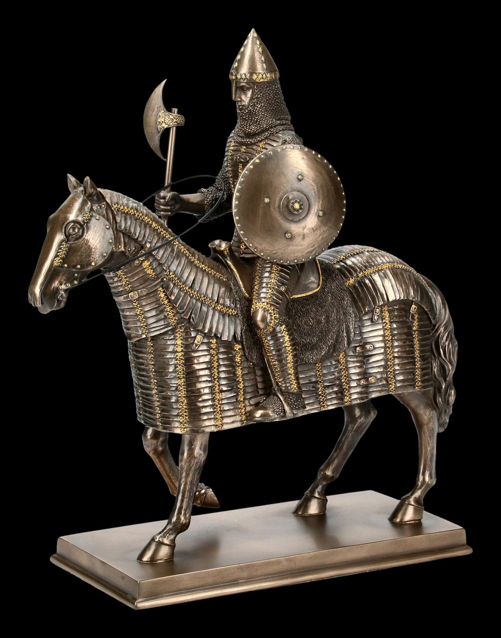 Hochmittelalterliche Ritter Figur zu Pferd