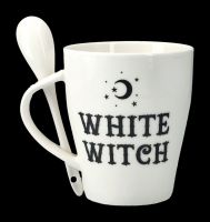 Kaffeetasse mit Löffel - White Witch