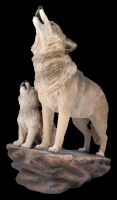 Wolf Figurine large - Howling Mother with Young