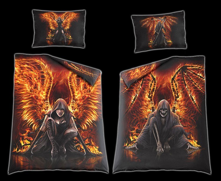 Flaming Death - Single Duvet Cover with Pillow Case