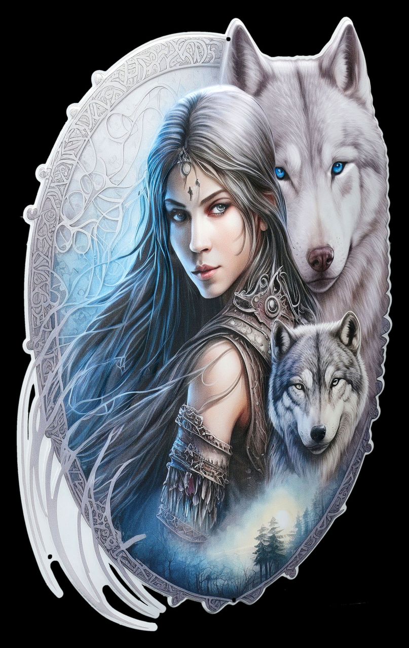Metal Sign - Mystic Beauty with Wolves | www.figuren-shop.de